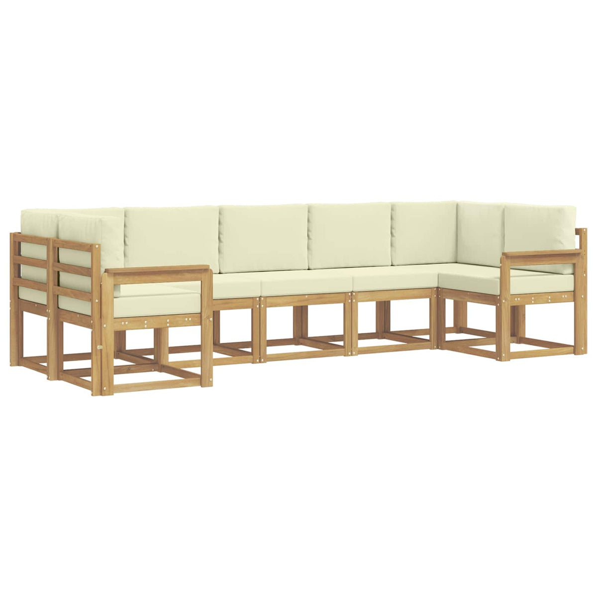 Set vanjskih sofa 7 kom. Bijela i krem Smeđa 304 x 128,5 x 73 cm