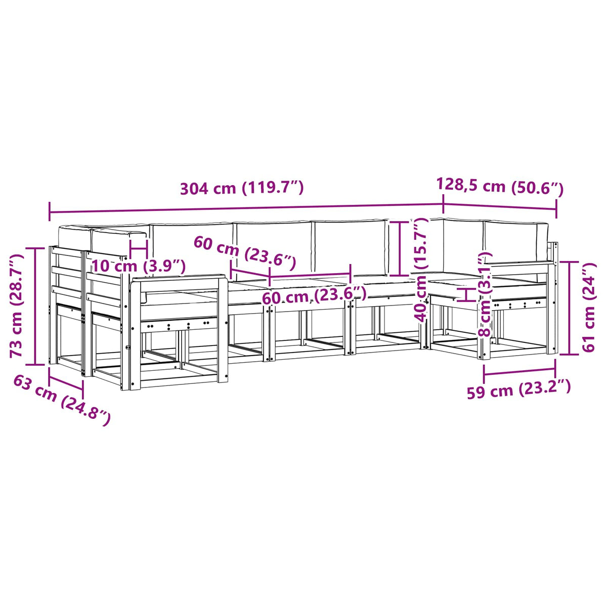 Set vanjskih sofa 7 kom. Bijela i antracit