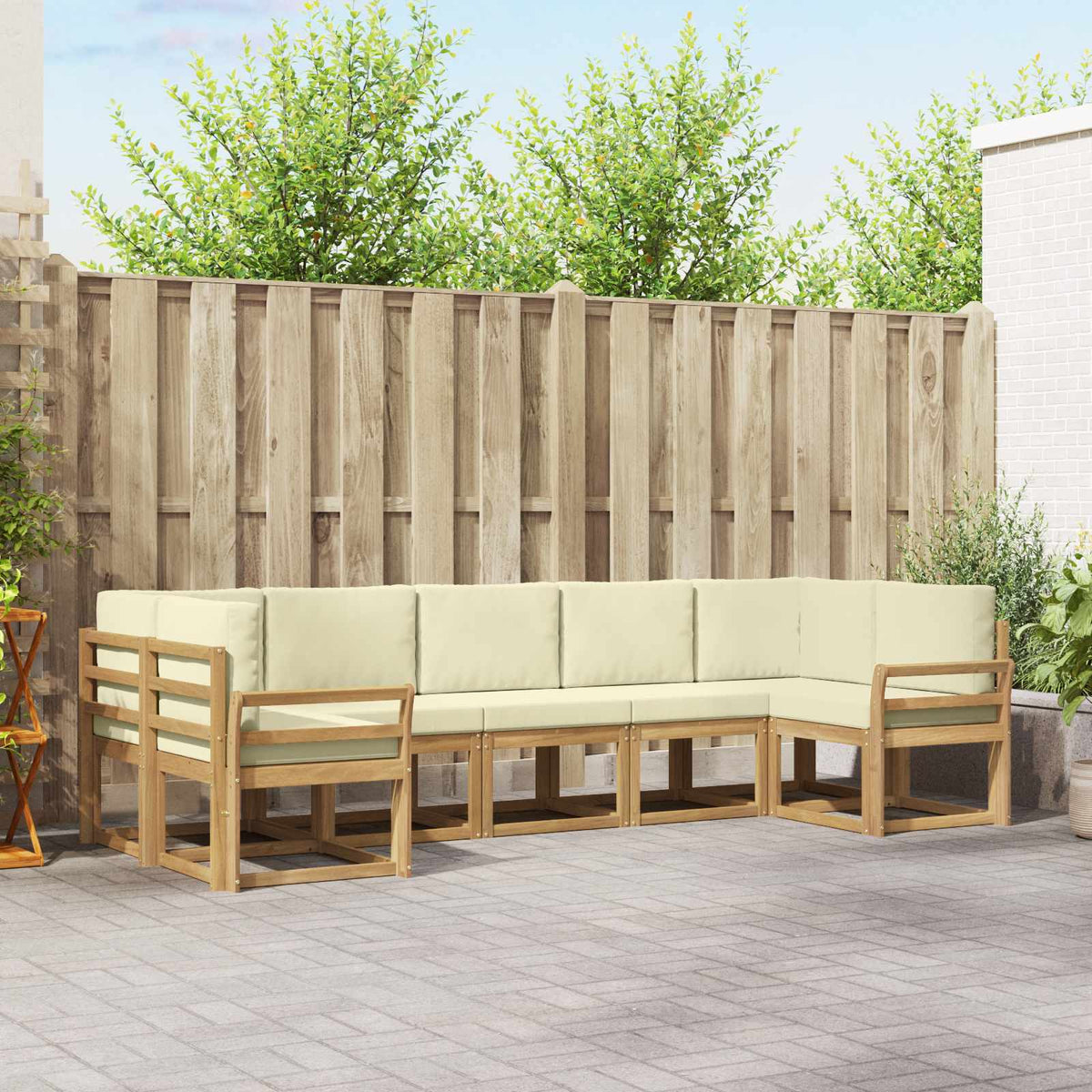 Set vanjskih sofa 7 kom. Bijela i krem Smeđa 304 x 130,5 x 73 cm