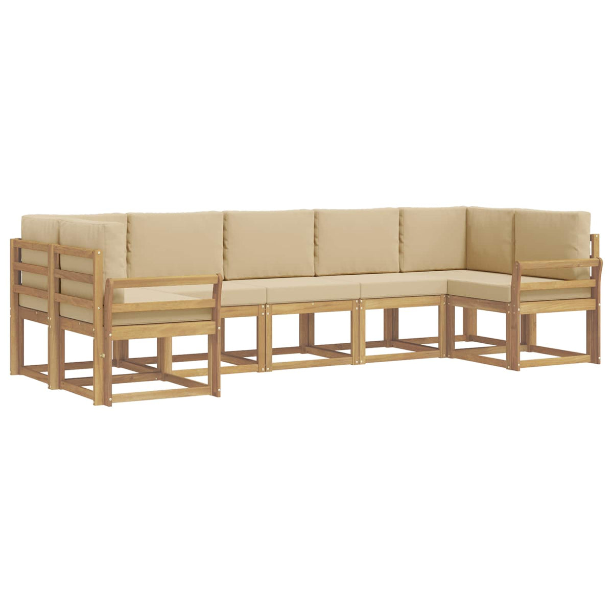 Set vanjskih sofa 7 kom. Bijela i bež Smeđa 304 x 130,5 x 73 cm