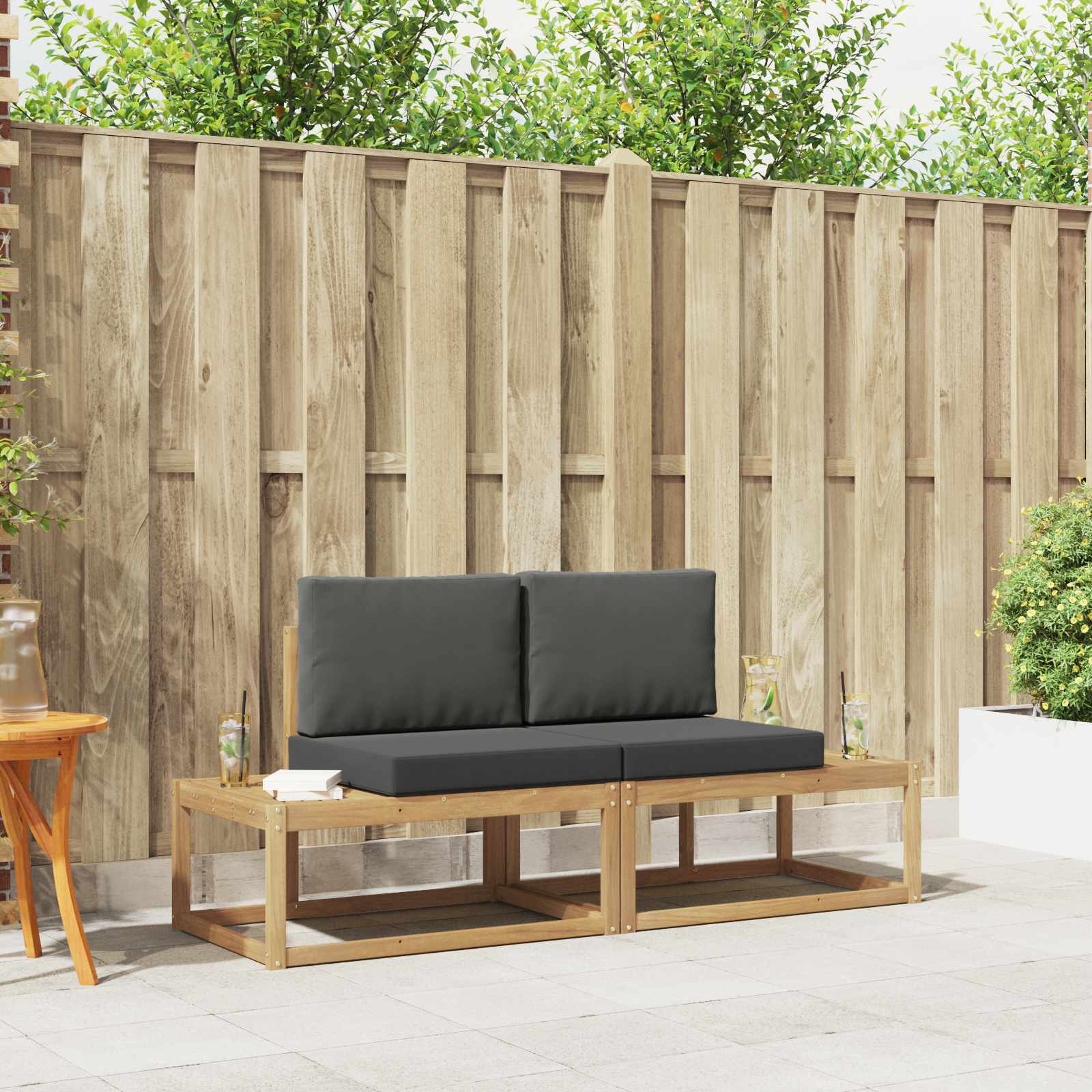 Set vanjskih sofa s jastukom 2 pcs Bijela i antracit Poliester