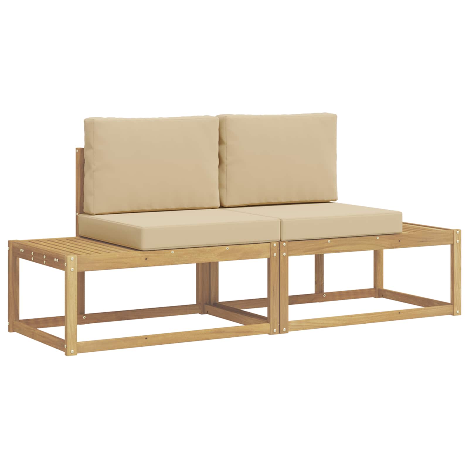 Set vanjskih sofa s jastukom 2 pcs Bijela i bež Poliester
