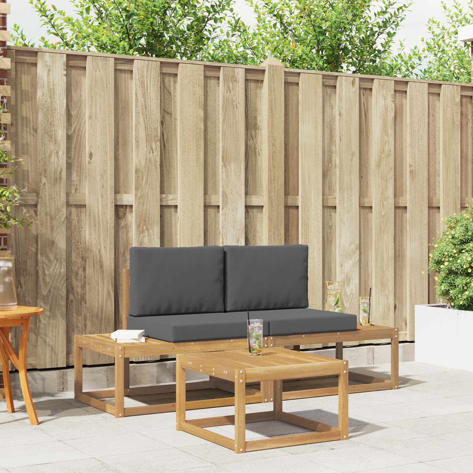Set vanjskih sofa s jastukom 3 pcs Bijela i antracit Poliester