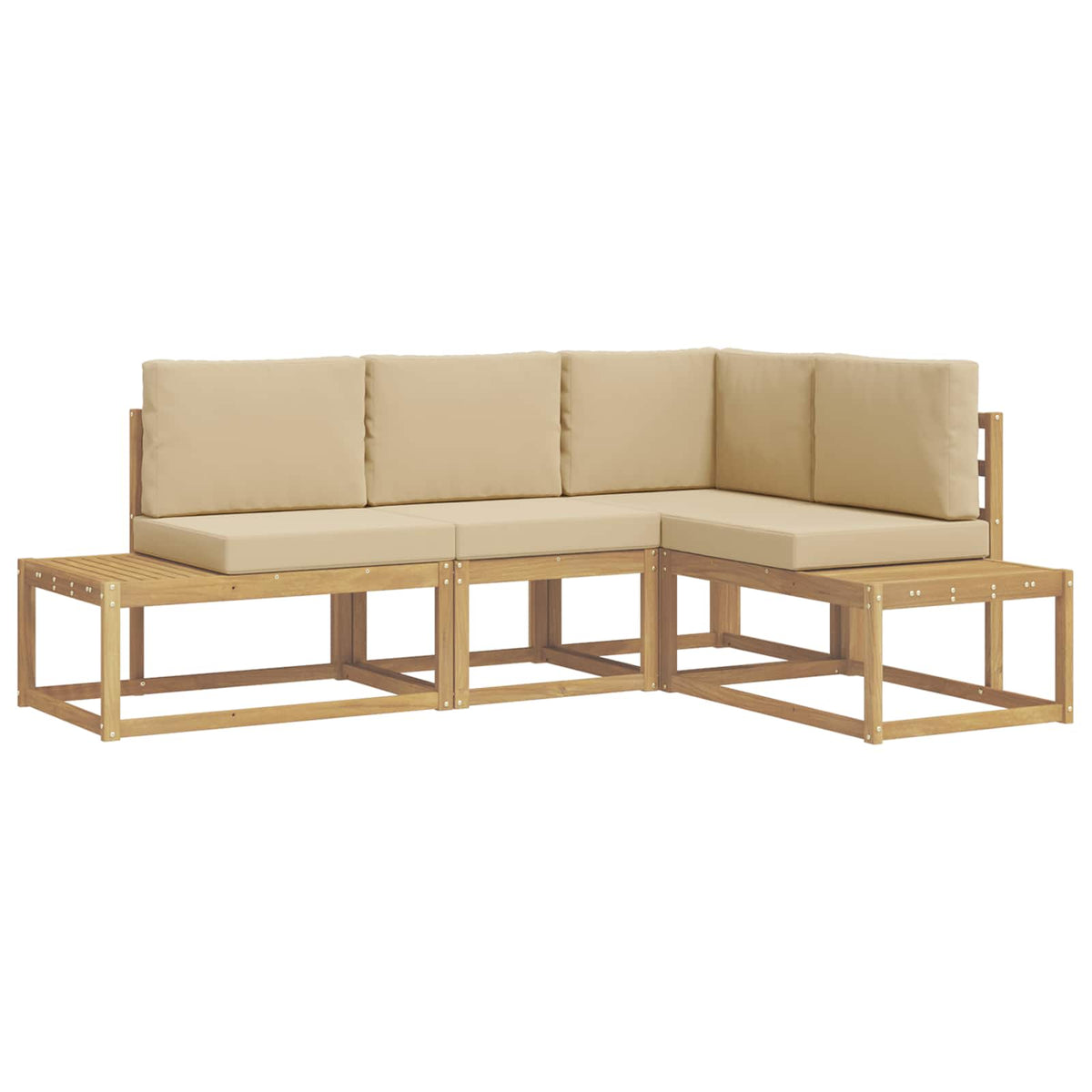 Set vanjskih sofa 3 Komad Bijela i bež Poliester