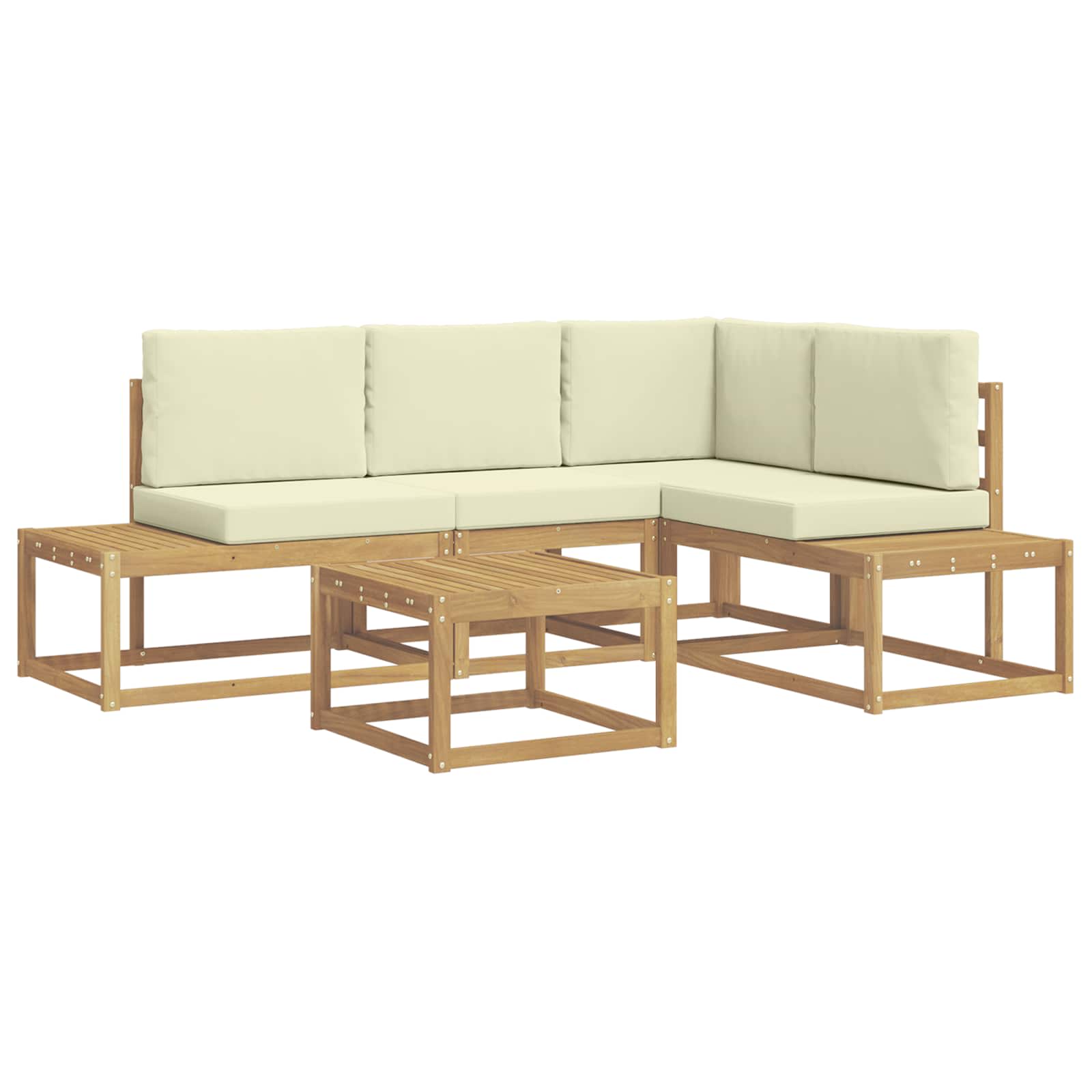 Set vanjskih sofa 4 Komad Bijela i krem Poliester