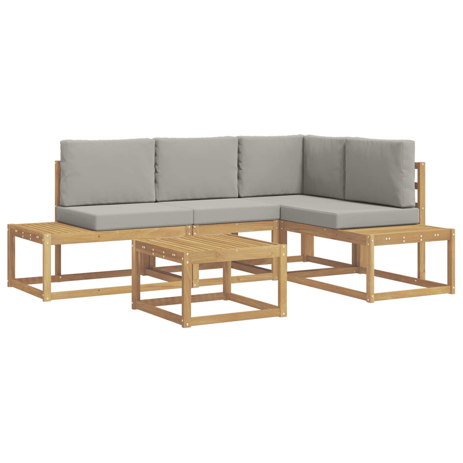 Set vanjskih sofa 4 Komad Bijela i svjetlosiva Poliester