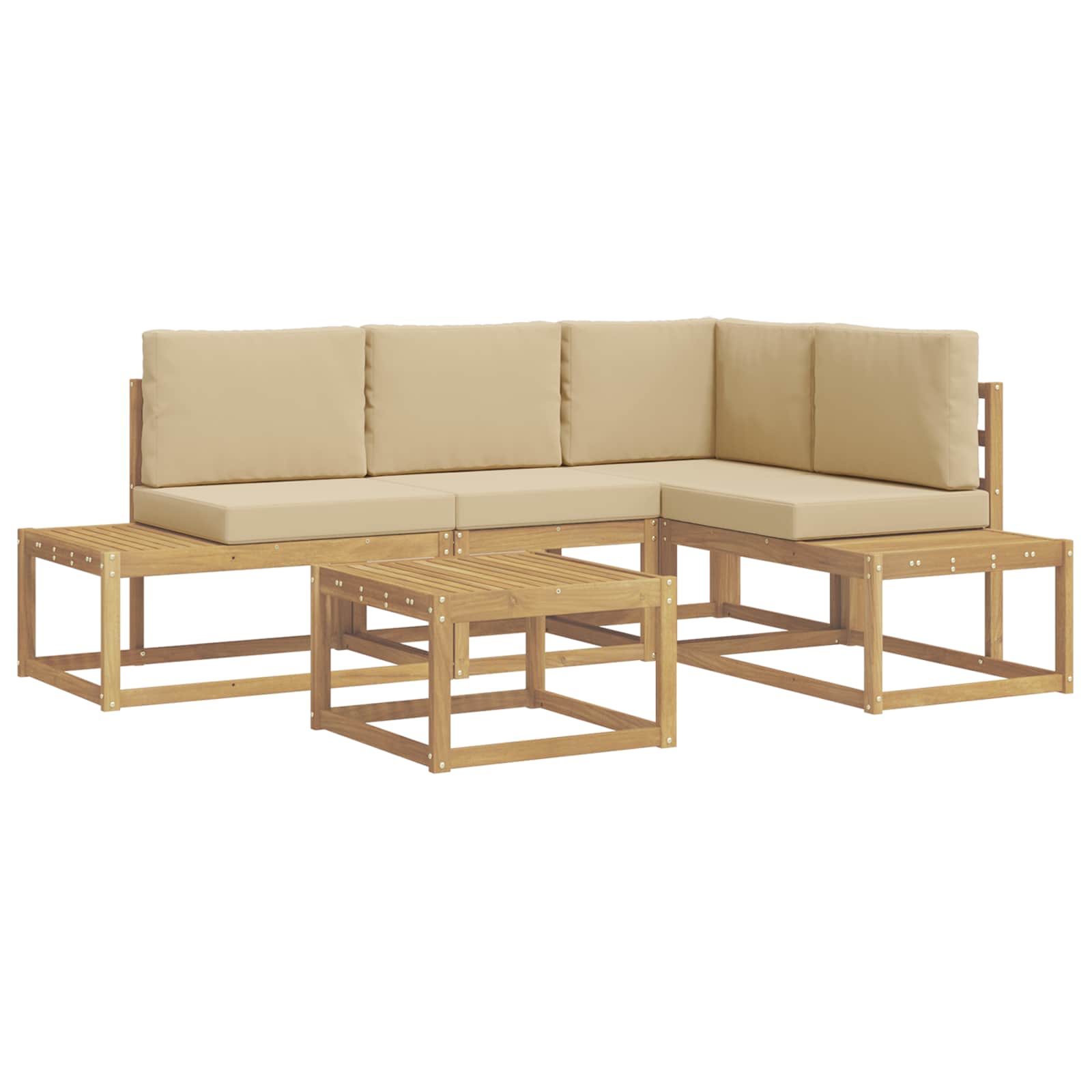 Set vanjskih sofa 4 Komad Bijela i bež Poliester