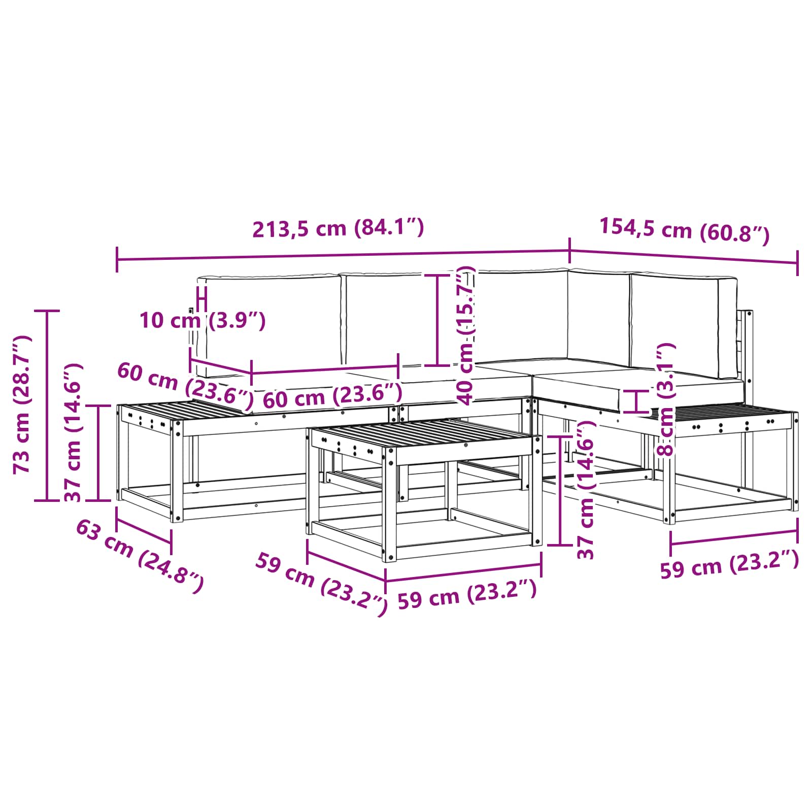Set vanjskih sofa 4 Komad Bijela i bež Poliester