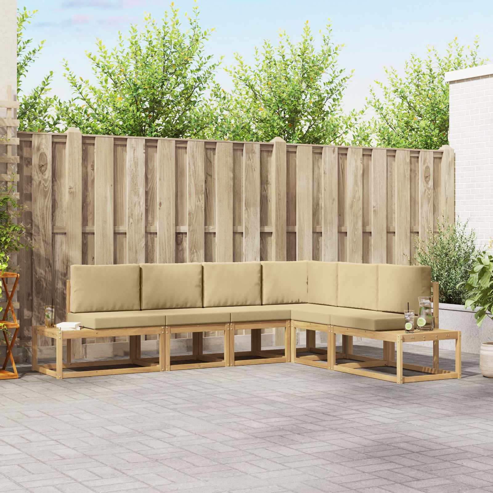Set vanjskih sofa 4 Komad Bijela i bež Poliester