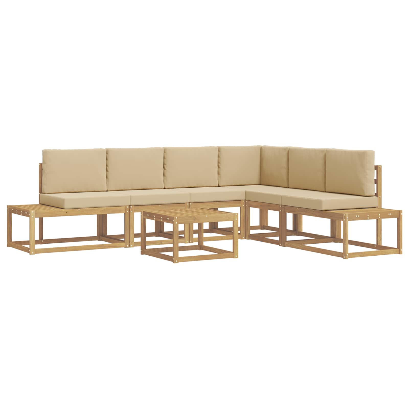 Set vanjskih sofa 5 Komad Bijela i bež Poliester