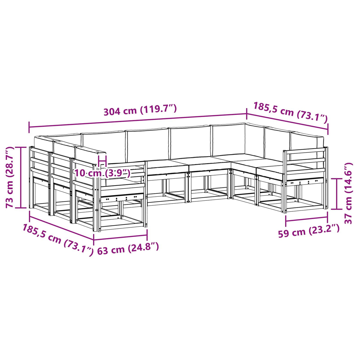 Set vanjskih sofa s jastukom 9 pcs Bijela i antracit