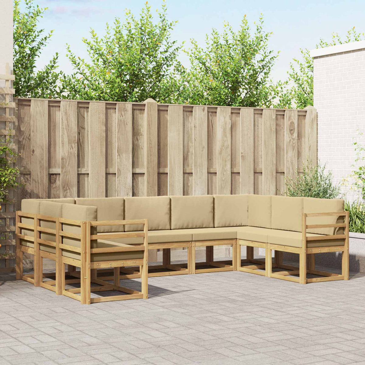 Set vanjskih sofa s jastukom 9 pcs Bijela i bež