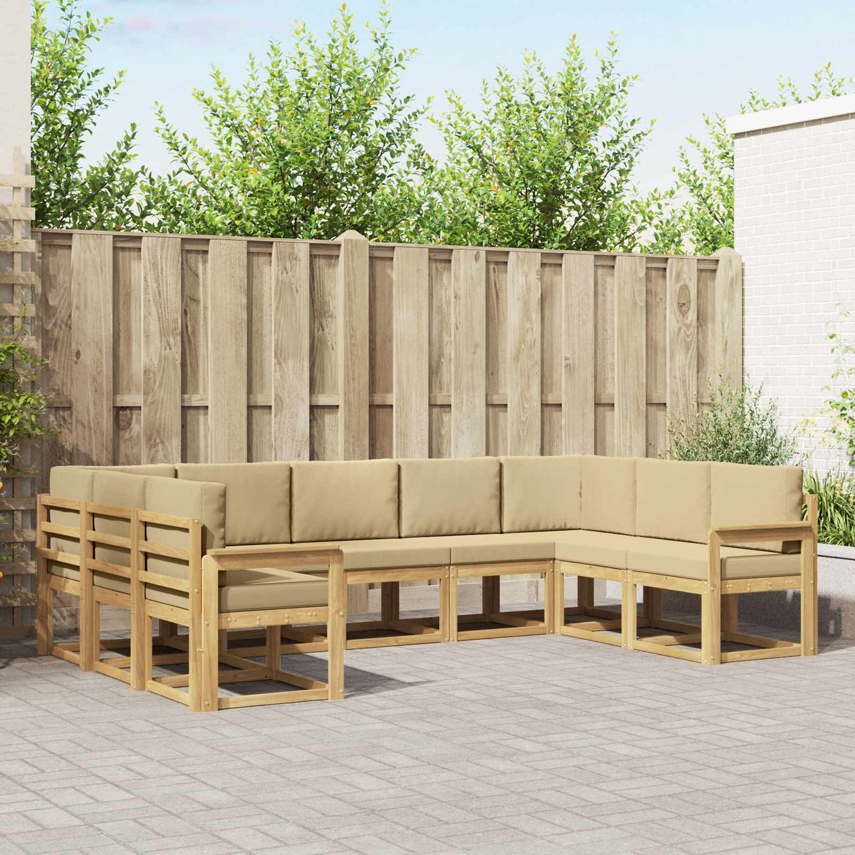 Set vanjskih sofa s jastukom 9 pcs Bijela i bež