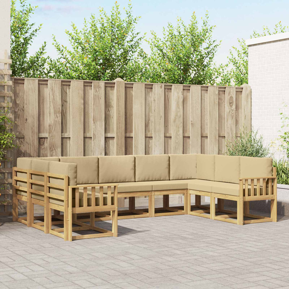 Set vanjskih sofa s jastukom 9 pcs Bijela i bež