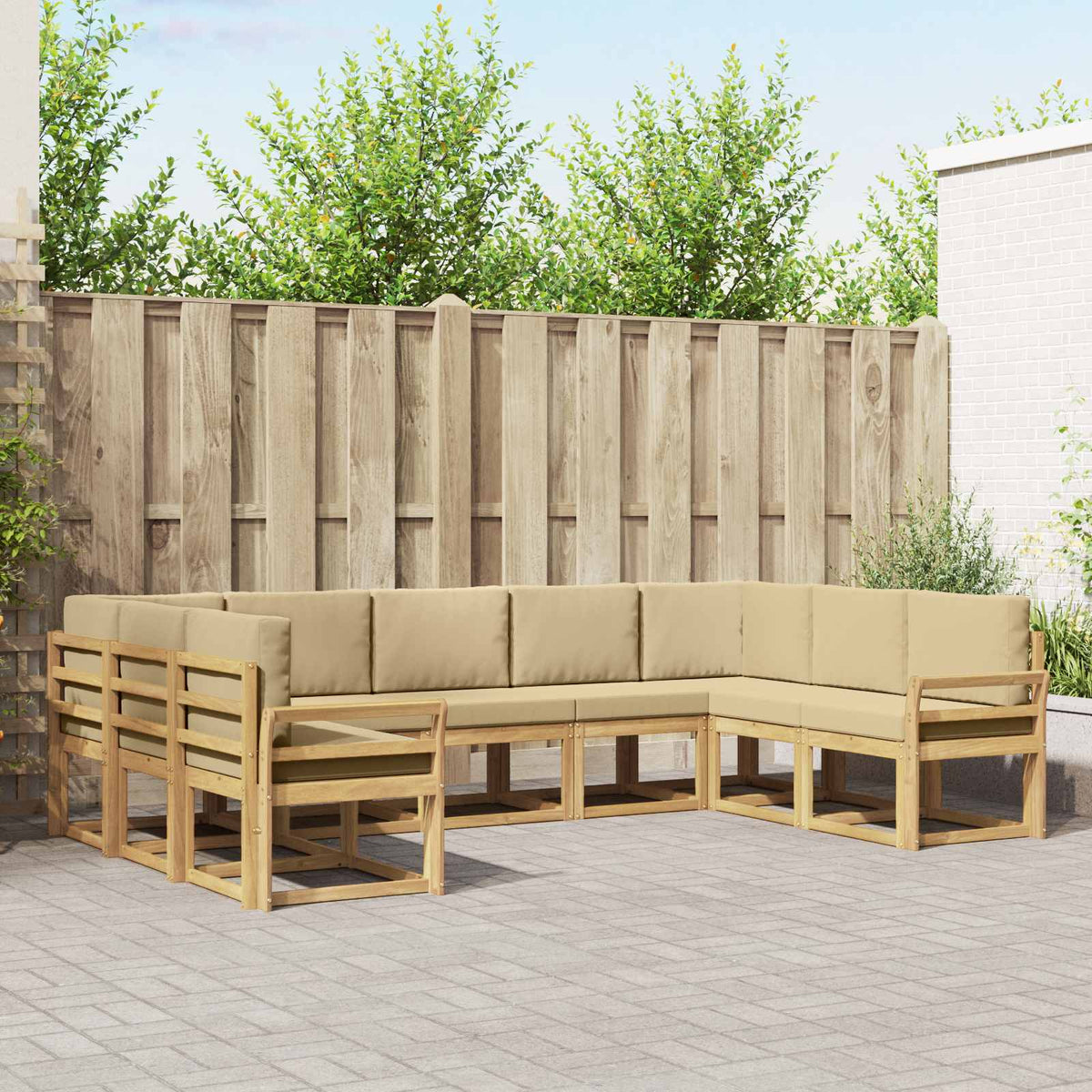 Set vanjskih sofa s jastukom 9 pcs Bijela i bež