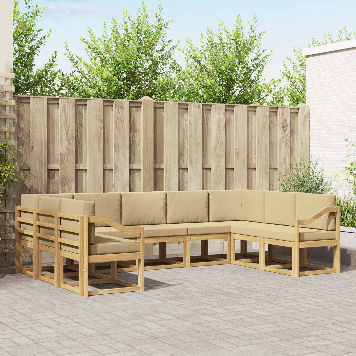 Set vanjskih sofa s jastukom 9 pcs Bijela i bež