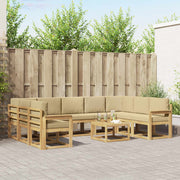 Set vanjskih sofa 10 pcs Bijela i bež 59 x 59 x 37 cm Poliester