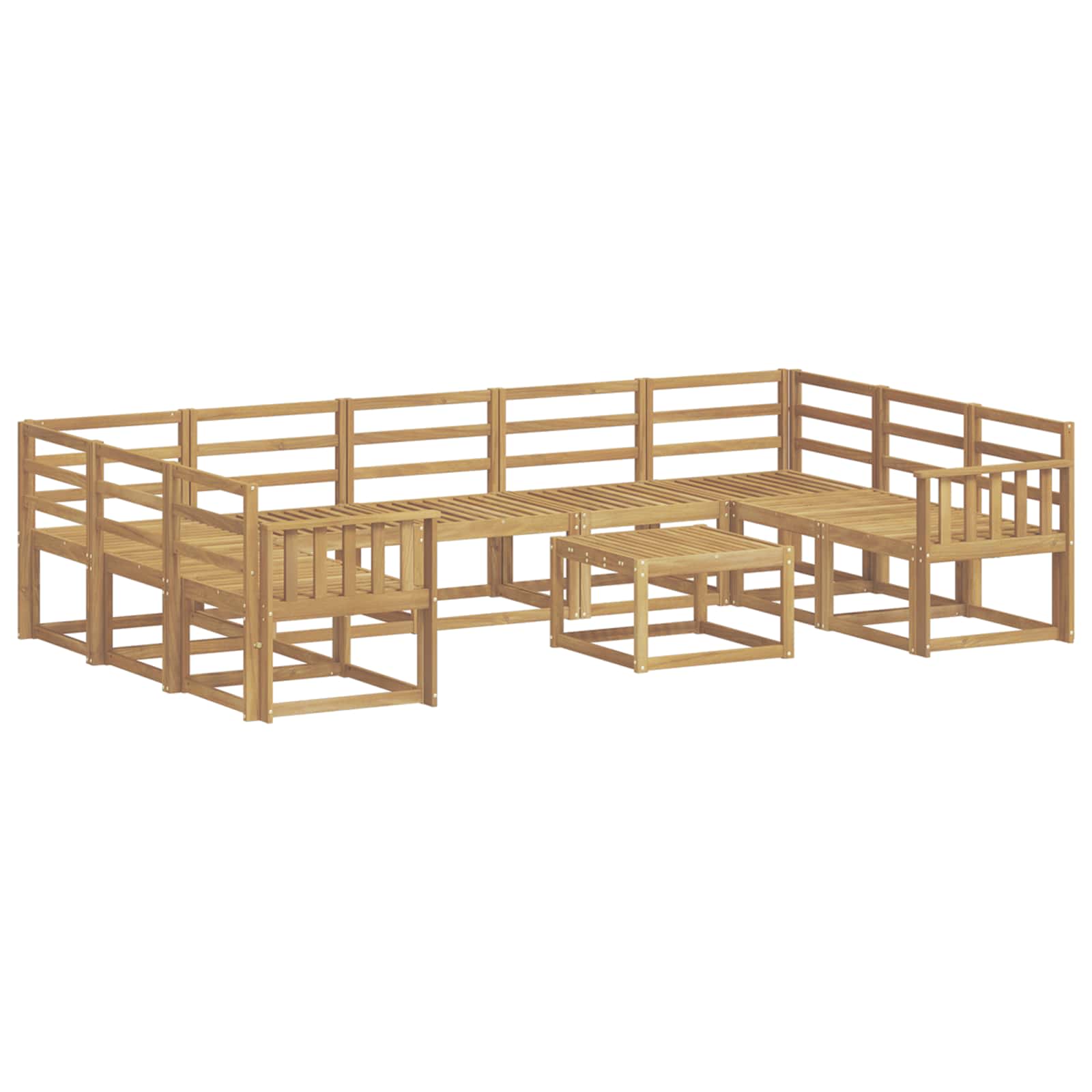 Set vanjskih sofa 10 pcs Bijela Čvrsto drvo akacije