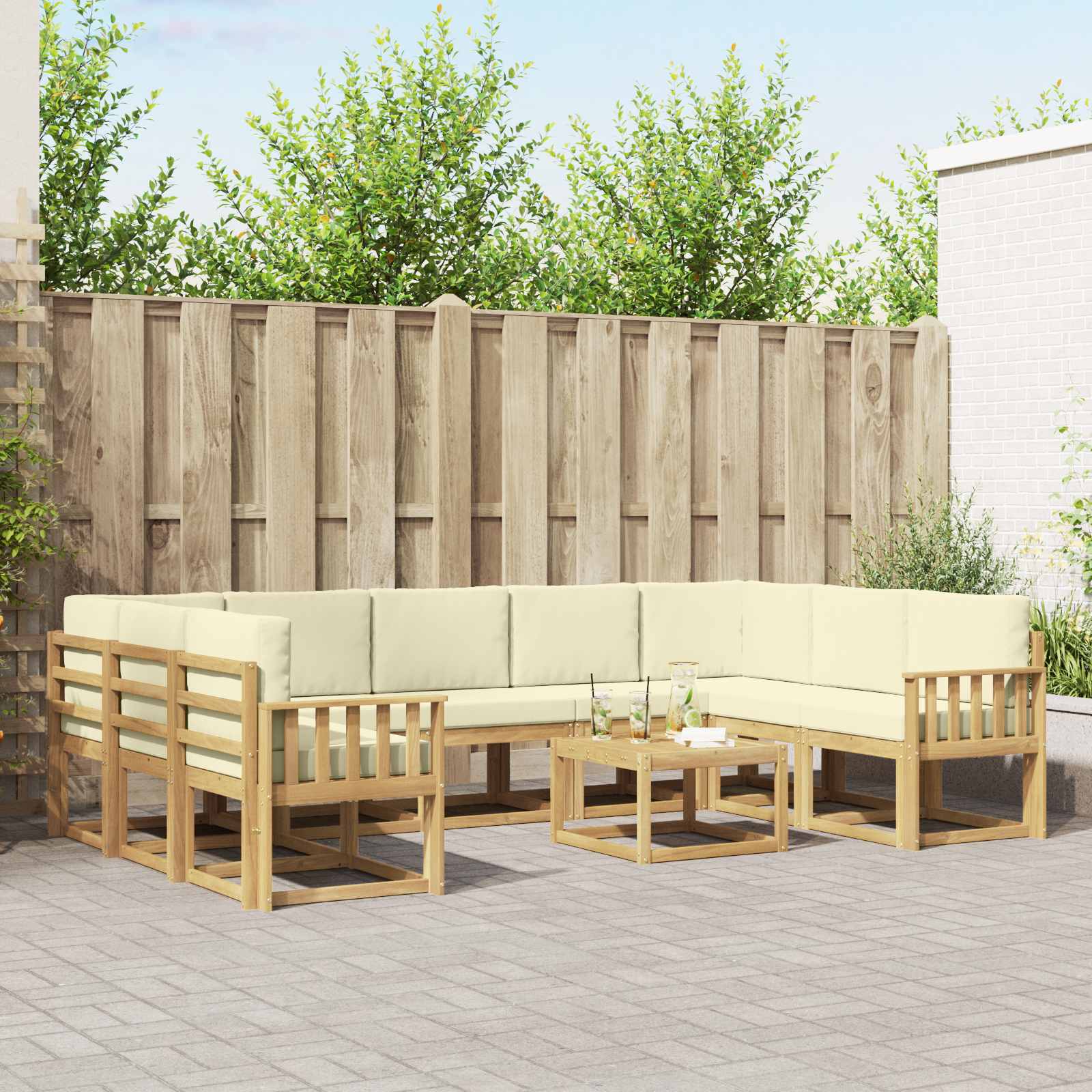 Set vanjskih sofa 10 pcs Bijela i krem 59 x 59 x 37 cm