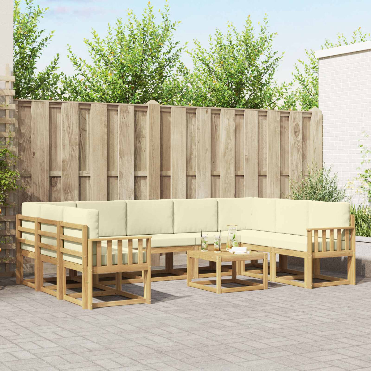 Set vanjskih sofa s jastukom 10 pcs