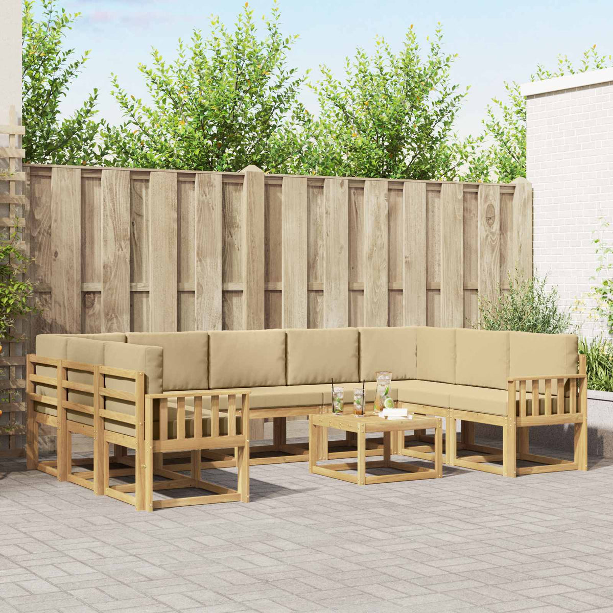 Set vanjskih sofa s jastukom 10 pcs