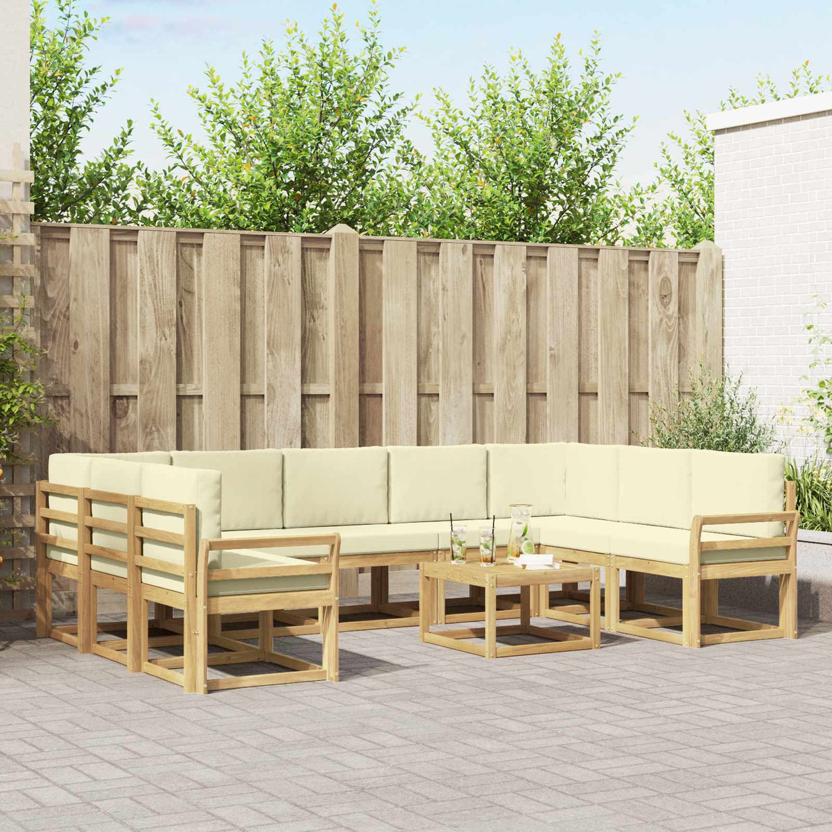 Set vanjskih sofa s jastukom 10 pcs