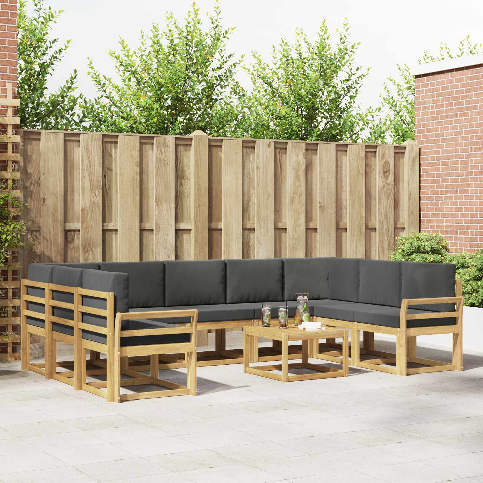 Set vanjskih sofa 10 pcs Bijela i antracit 59 x 59 x 37 cm