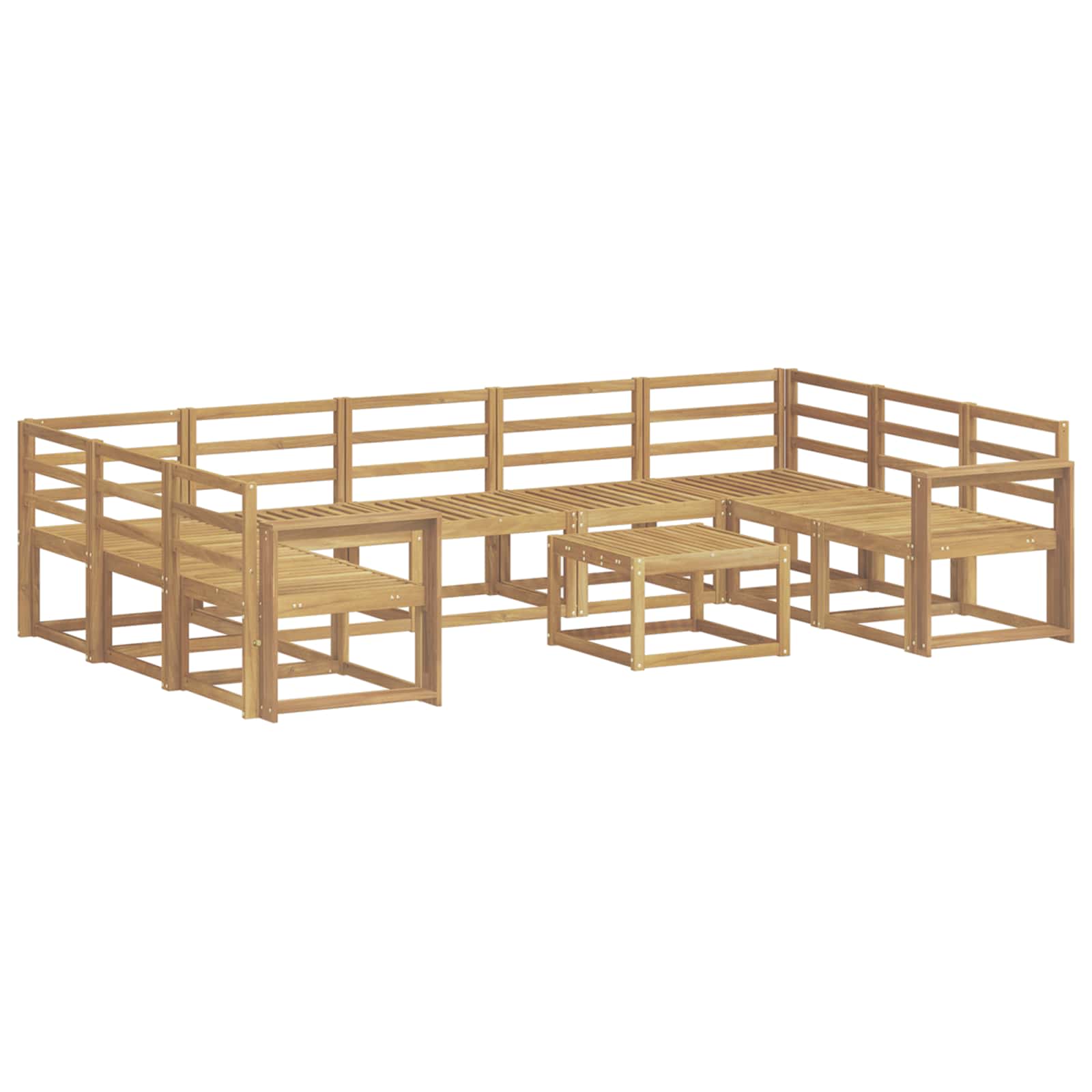 Set vanjskih sofa 10 pcs Bijela Čvrsto drvo akacije