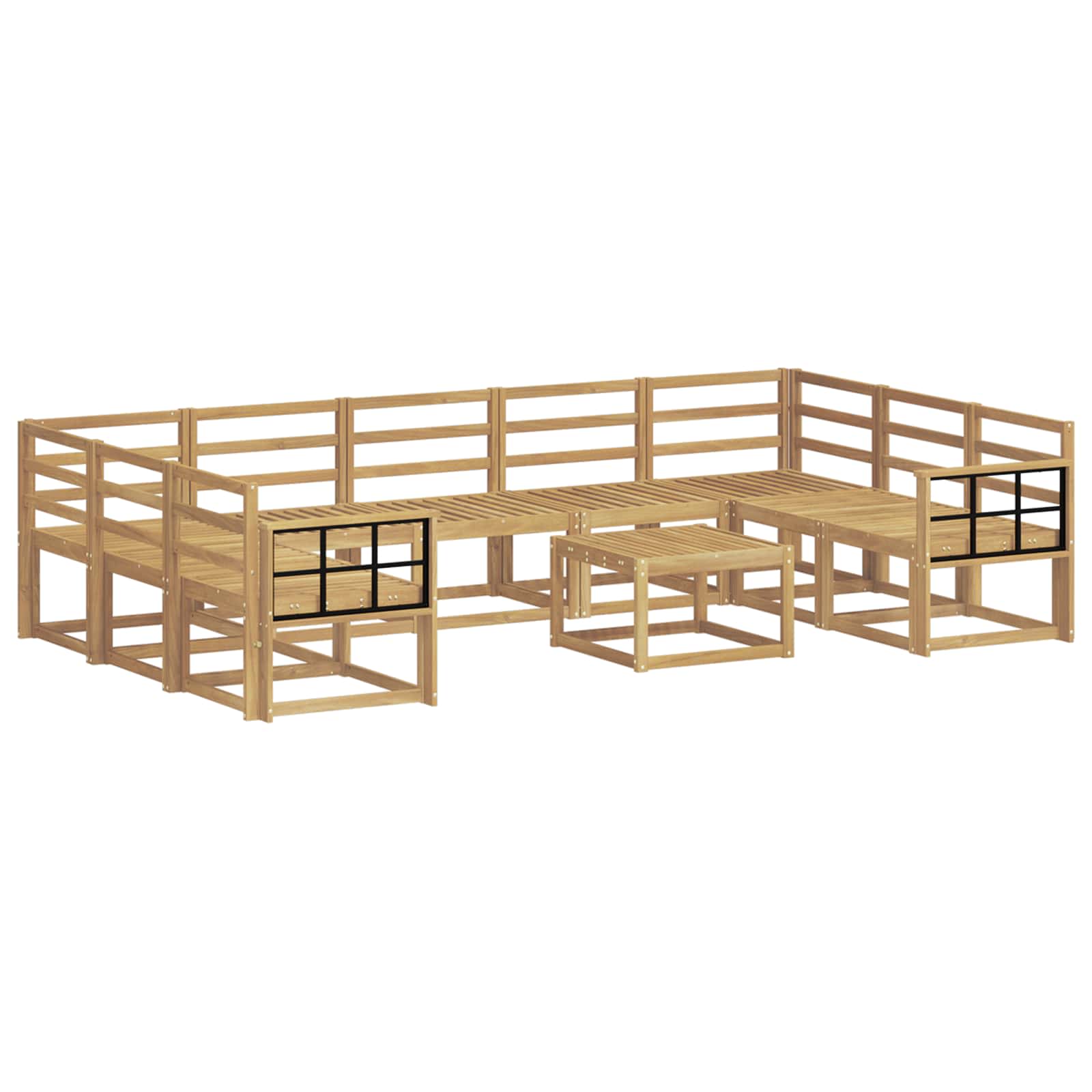 Set vanjskih sofa 10 pcs Bijela Čvrsto drvo akacije