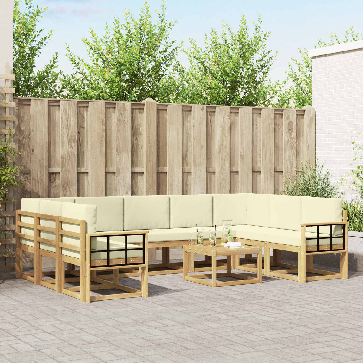 Set vanjskih sofa s jastukom 10 pcs