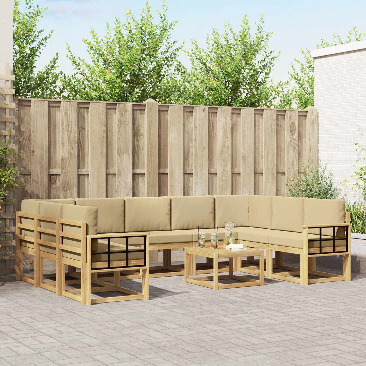 Set vanjskih sofa s jastukom 10 pcs