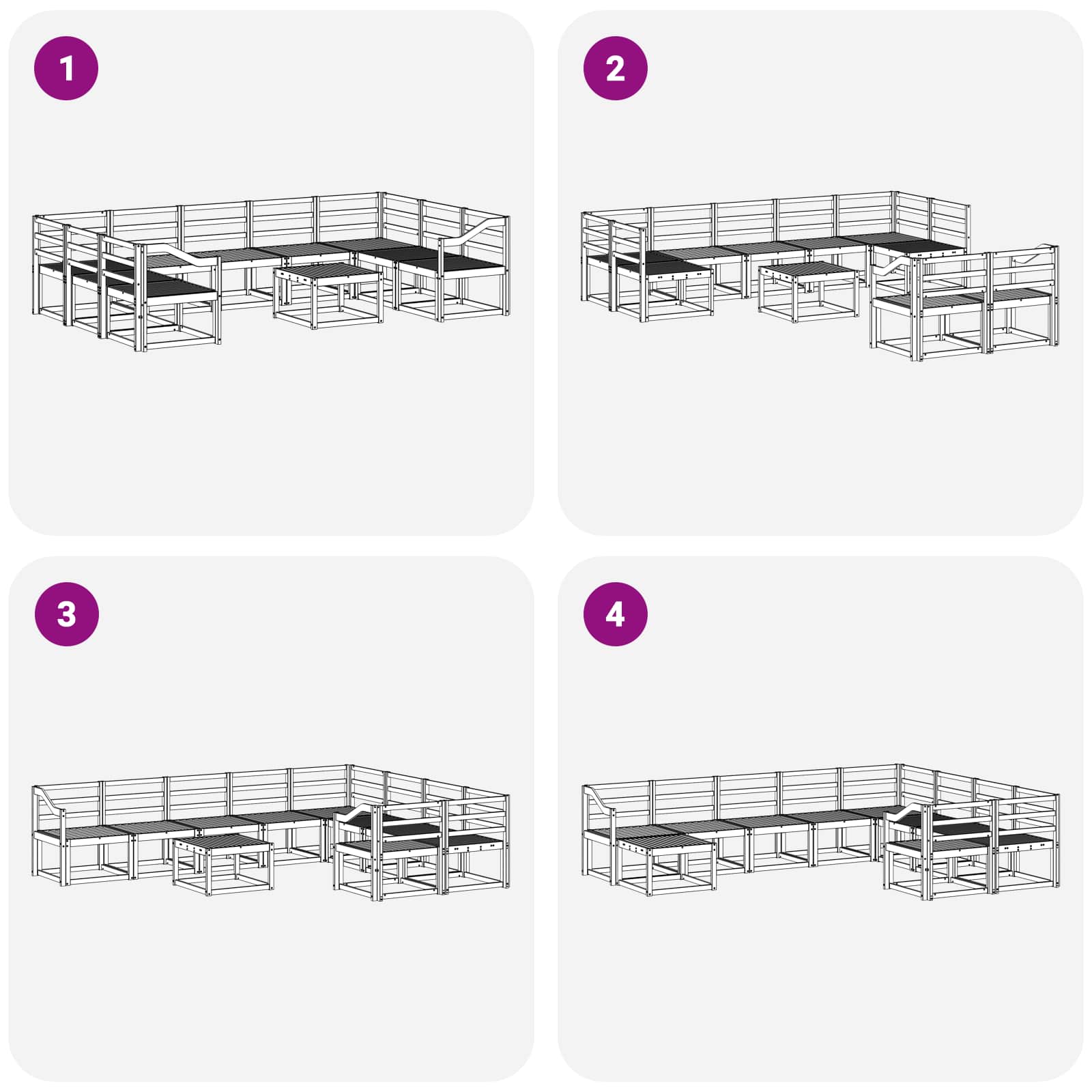 Set vanjskih sofa 10 pcs Bijela Čvrsto drvo akacije