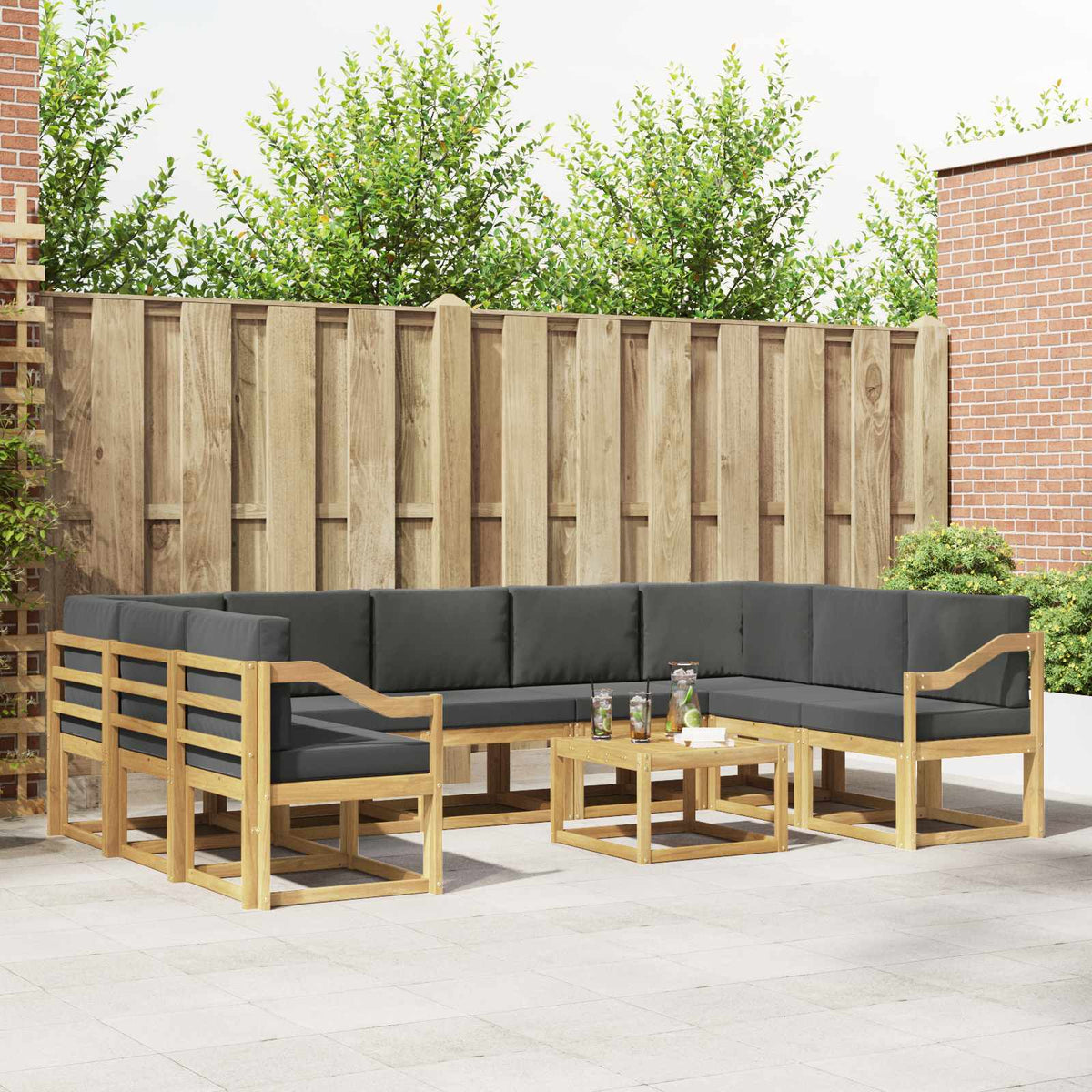 Set vanjskih sofa s jastukom 10 pcs