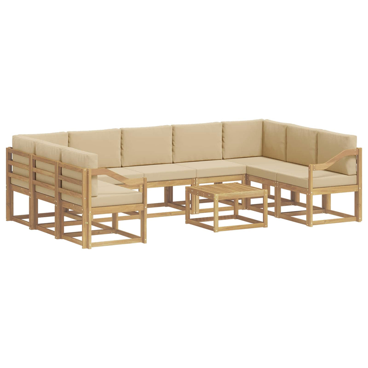 Set vanjskih sofa 10 kom. Bijela i bež Poliester