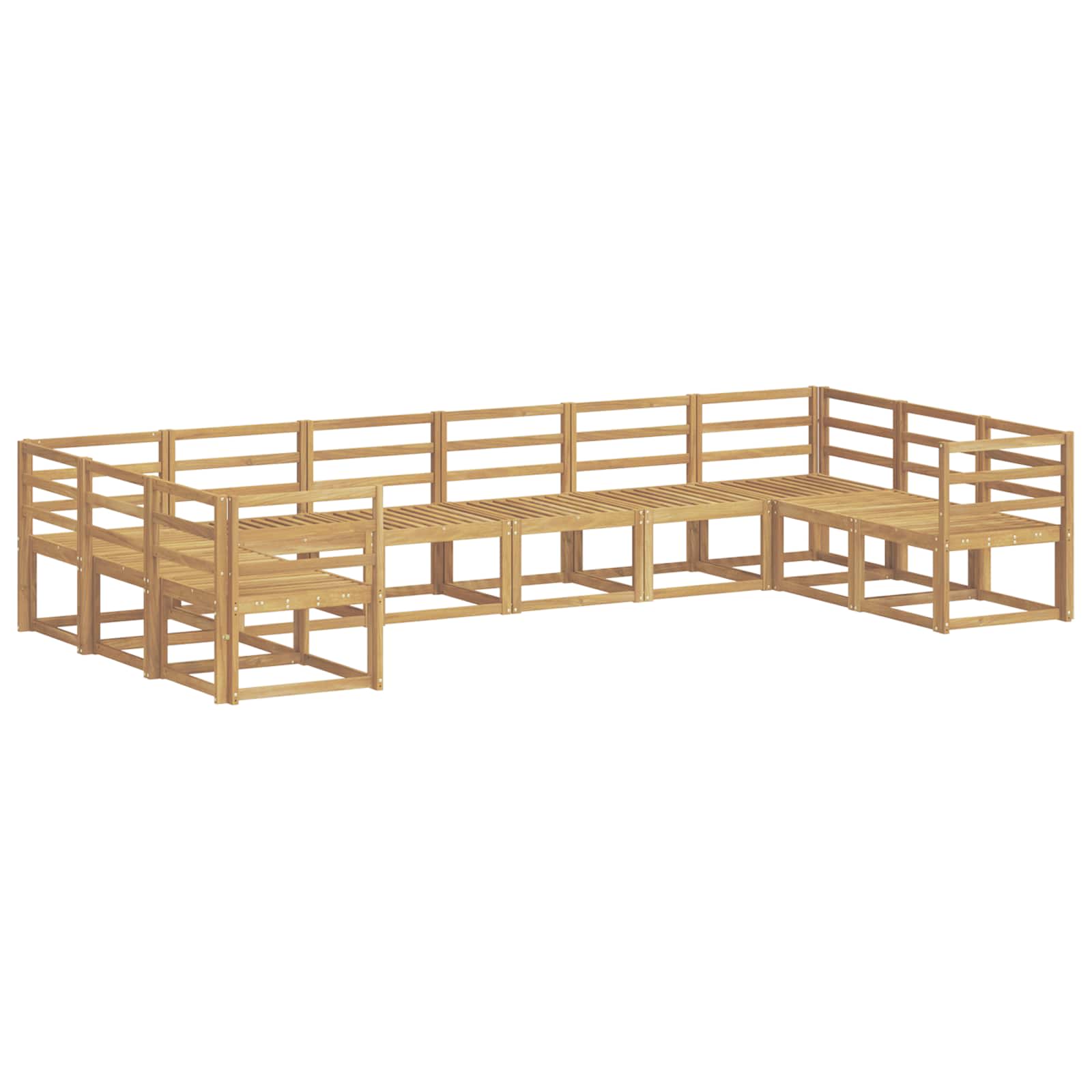 Set vanjskih sofa 10 pcs Bijela Čvrsto drvo akacije