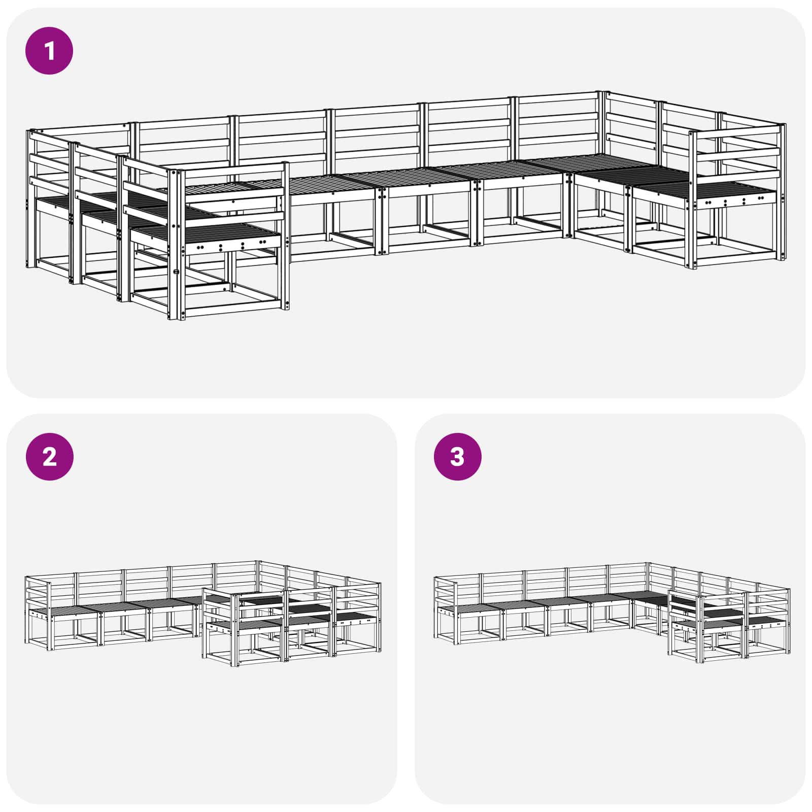 Set vanjskih sofa 10 pcs Bijela Čvrsto drvo akacije