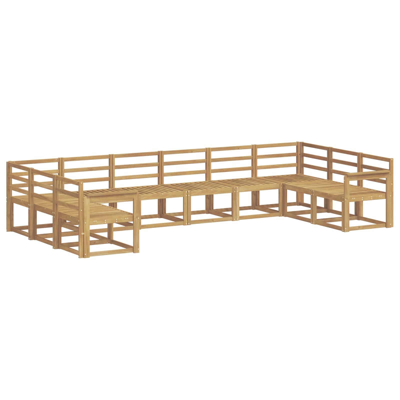 Set vanjskih sofa 10 pcs Bijela Čvrsto drvo akacije