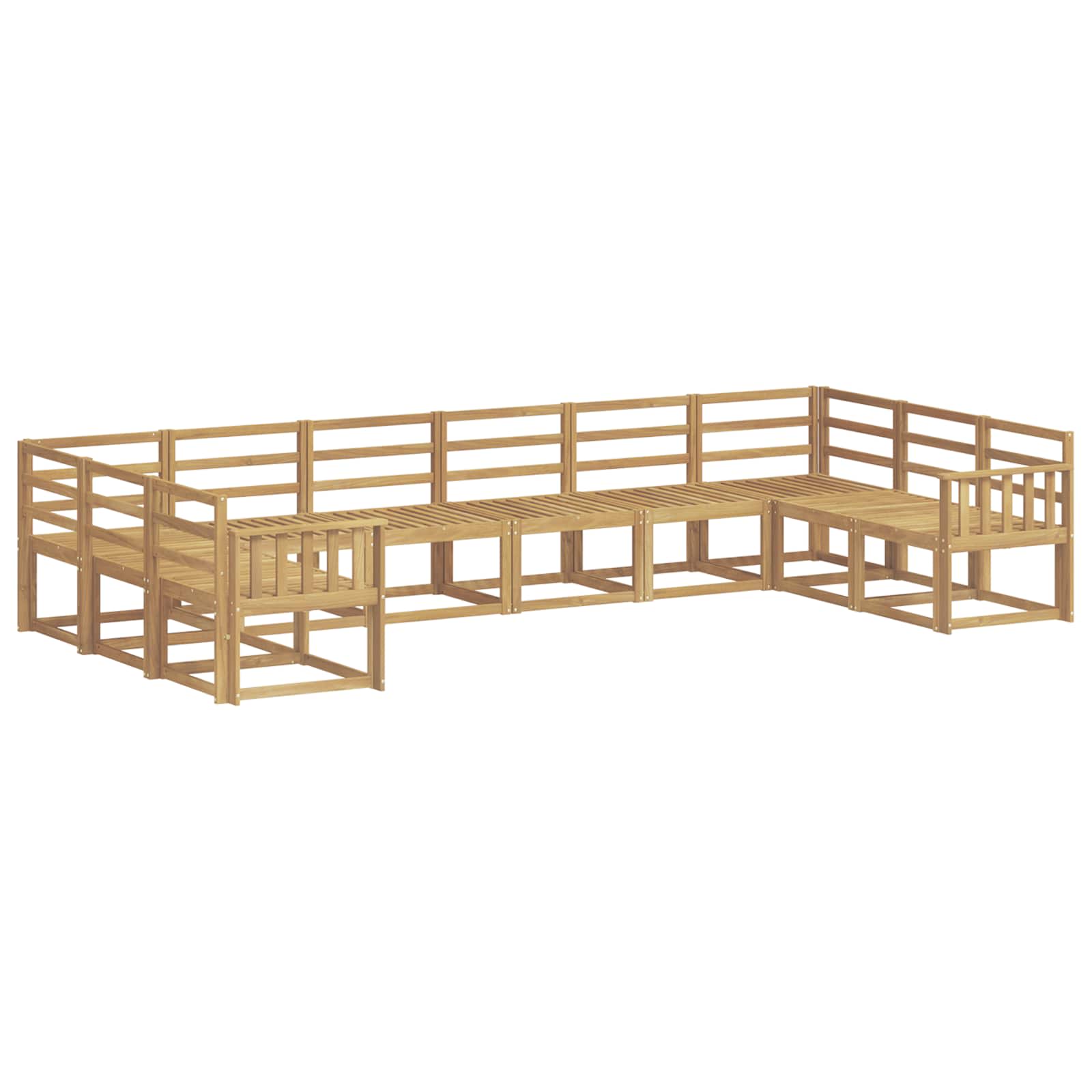 Set vanjskih sofa 10 pcs Bijela Čvrsto drvo akacije