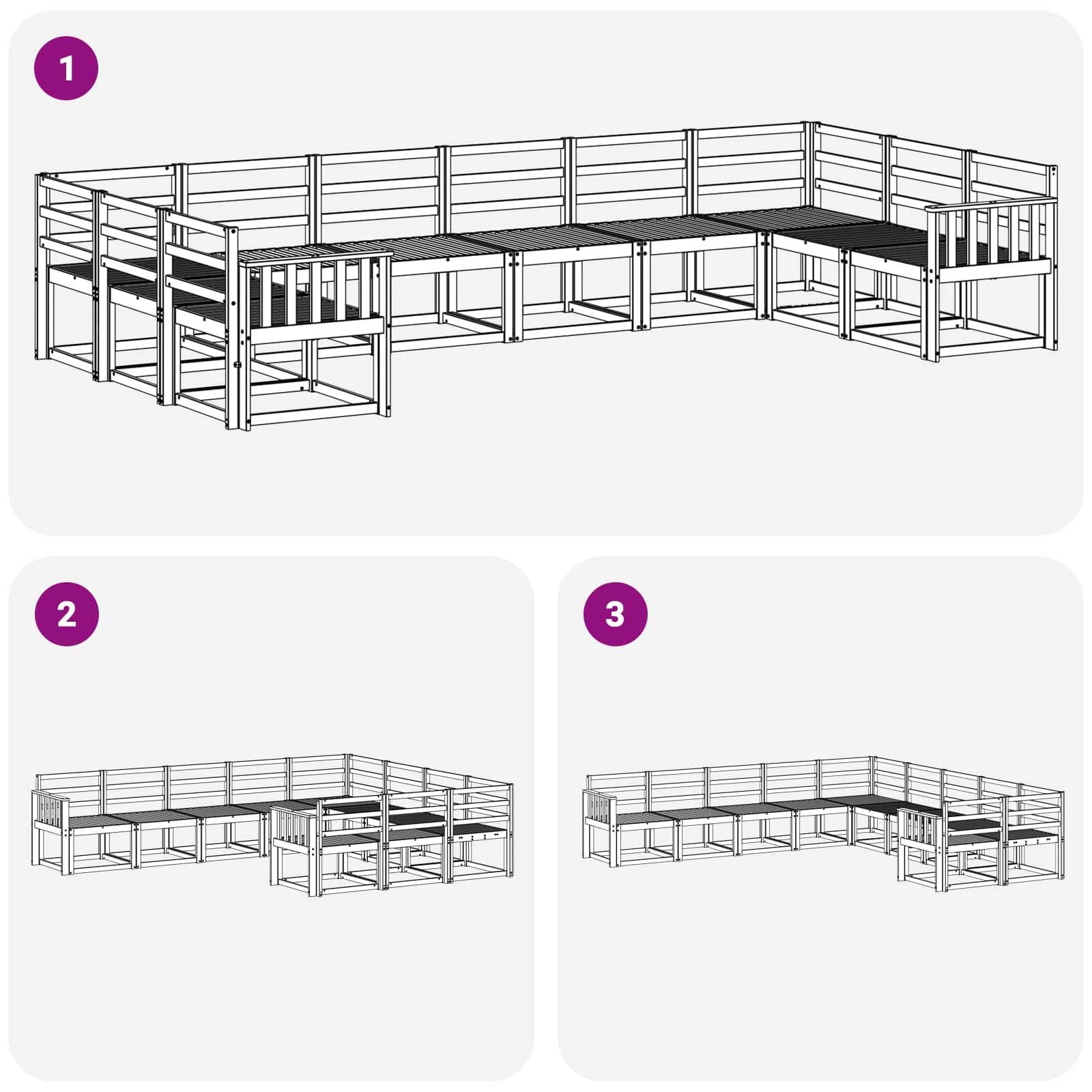 Set vanjskih sofa 10 pcs Bijela Čvrsto drvo akacije