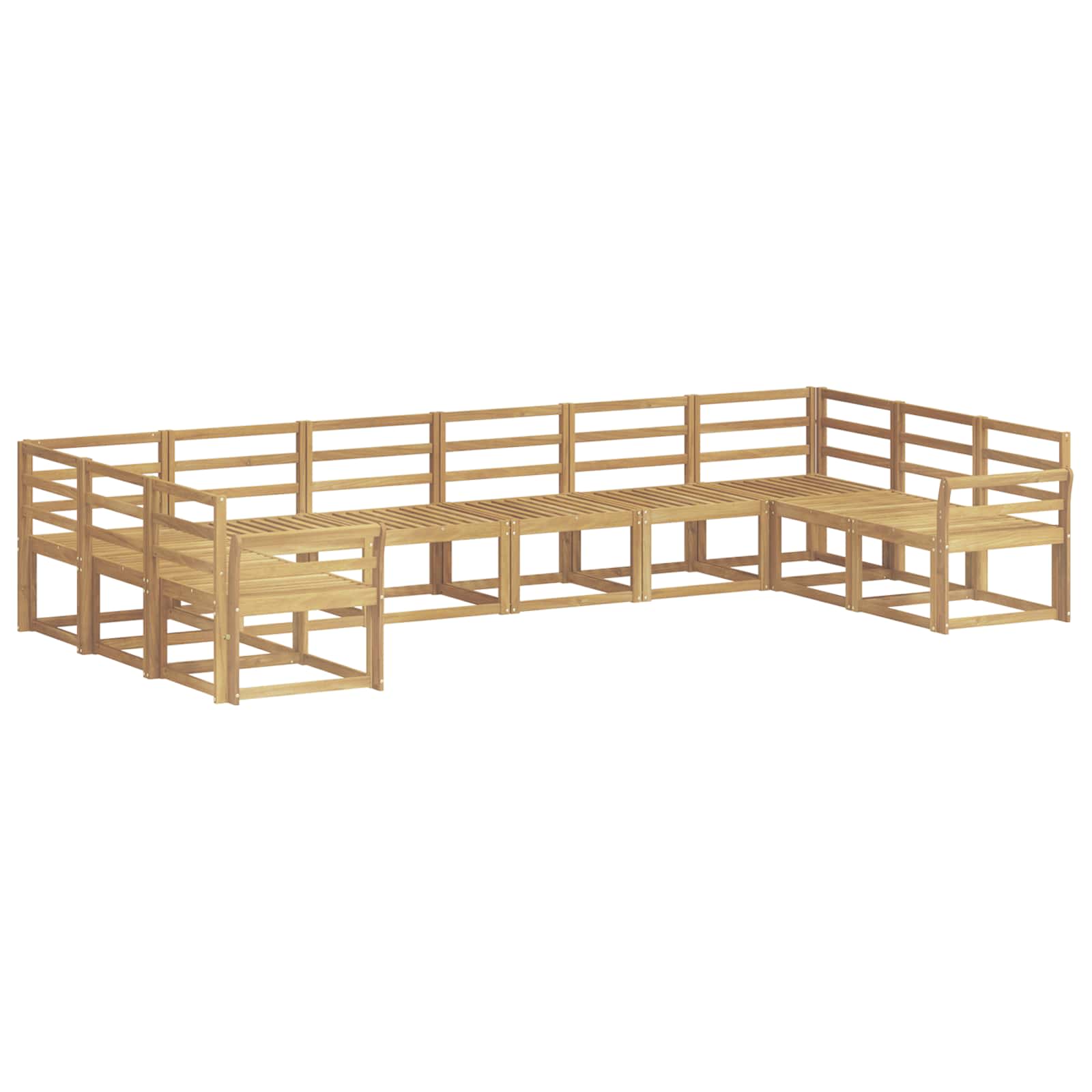 Set vanjskih sofa 10 pcs Bijela Čvrsto drvo akacije