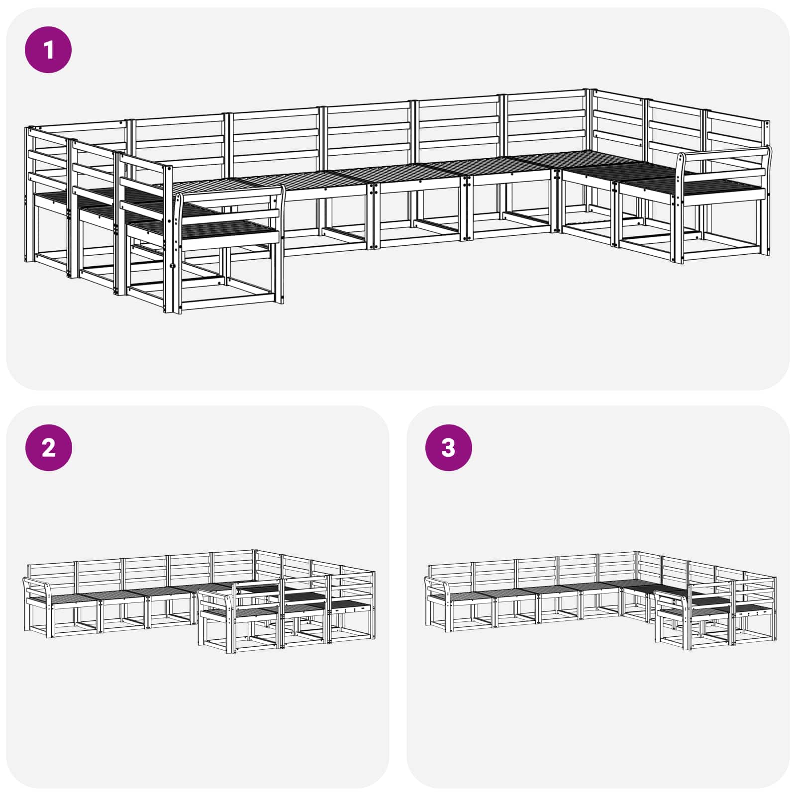 Set vanjskih sofa 10 pcs Bijela Čvrsto drvo akacije