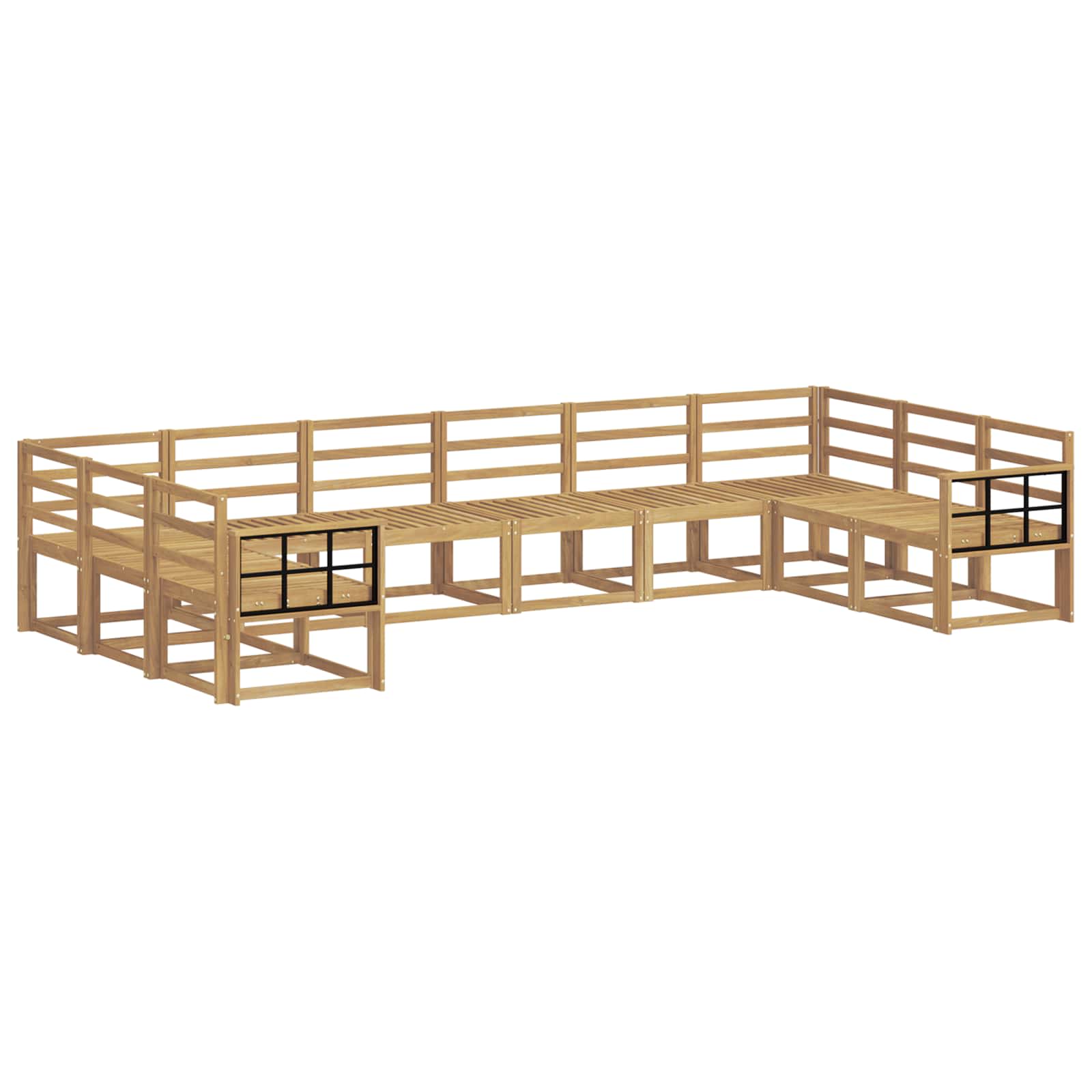 Set vanjskih sofa 10 pcs Bijela Čvrsto drvo akacije