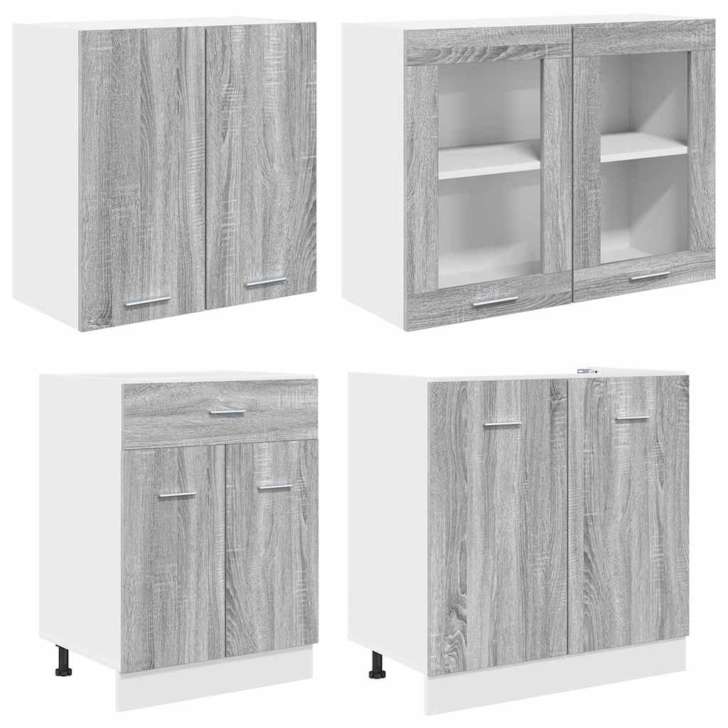 Set kuhinjskih ormarića s ladicama Lyon 4 pcs Sivi hrast sonoma