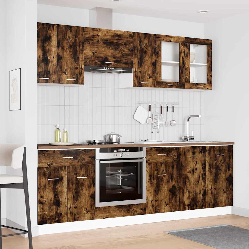 Set kuhinjskih ormarića s ladicama Lyon 8 pcs Dimljeni hrast