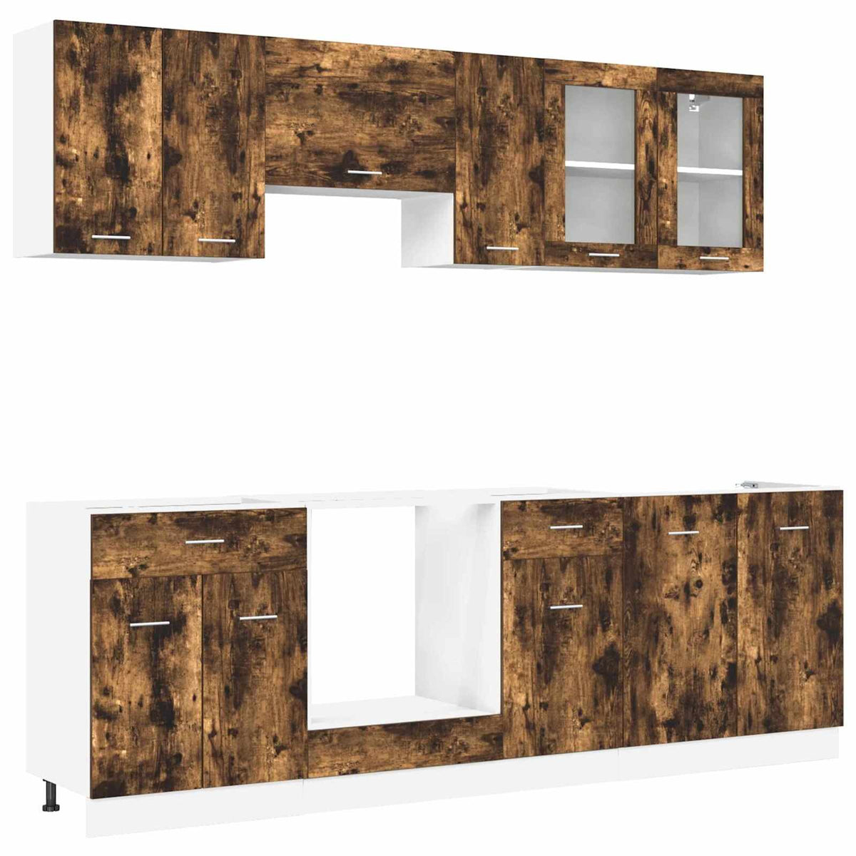 Set kuhinjskih ormarića s ladicama Lyon 8 pcs Dimljeni hrast