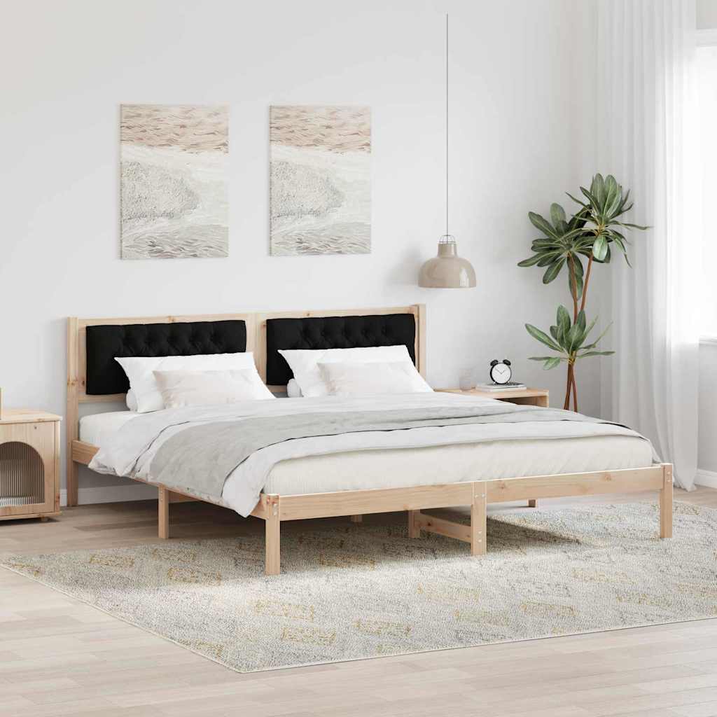 Krevetna konstrukcija Crna 160 x 200 cm Čvrsto borovo drvo