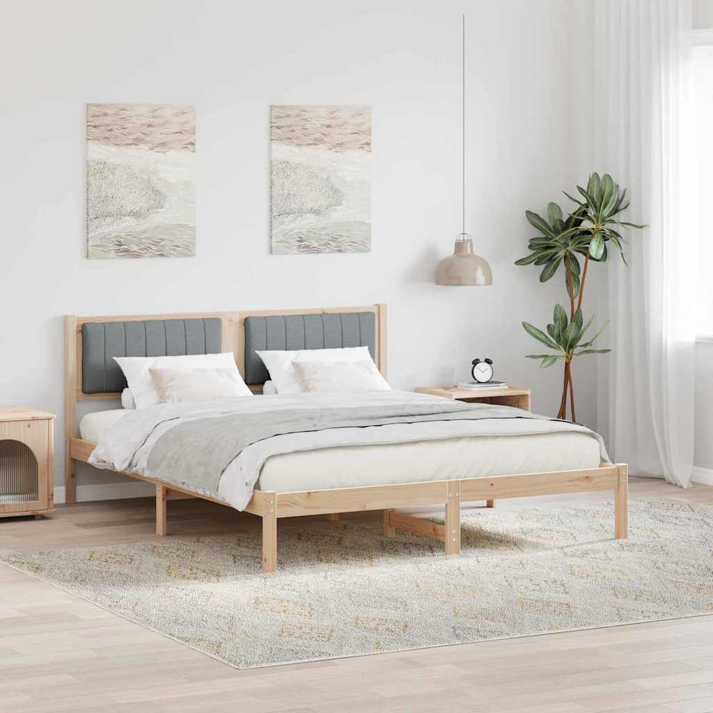 Krevetni okvir s tapiciranim uzglavljem Svijetlo siva Smeđa 150 x 200 cm