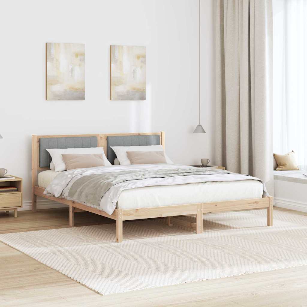 Krevetni okvir s tapiciranim uzglavljem Svijetlo siva Smeđa 150 x 200 cm