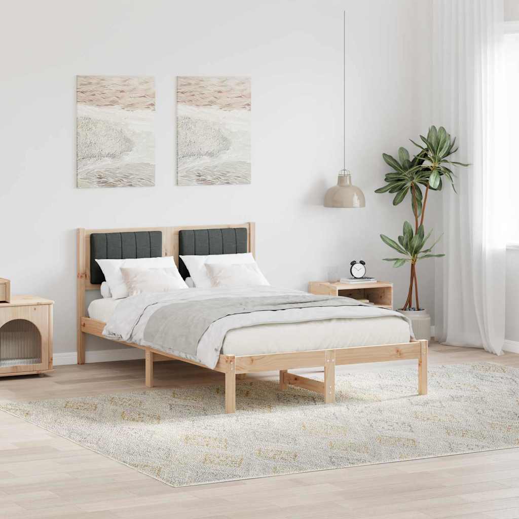Krevetni okvir s tapiciranim uzglavljem Tamno siva Smeđa 120 x 200 cm