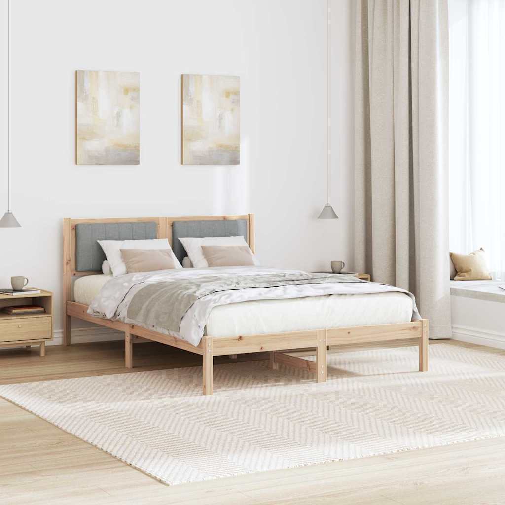 Krevetni okvir s tapiciranim uzglavljem Svijetlo siva Smeđa 140 x 190 cm